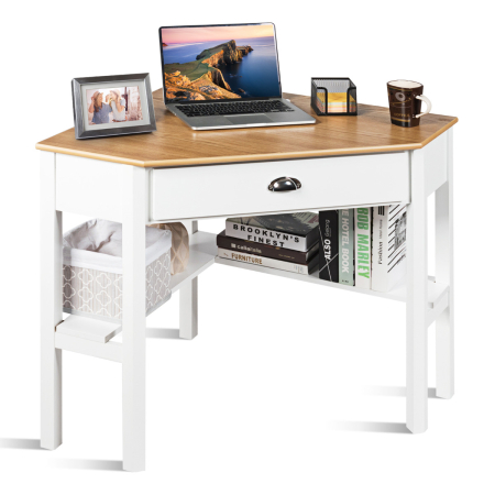 Escritorio esquinero en forma de L montado en la pared, mesa de esquina  flotante para laptop, escritorio plegable para estudio, dormitorio, baño o