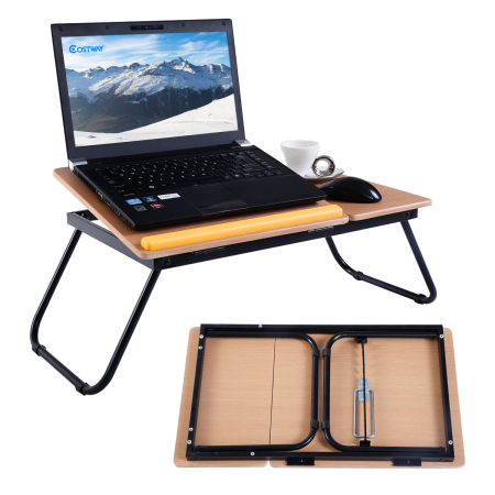 Mesa De Ordenador Escritorio Para Cama Laptop Portatil Plegable Negro