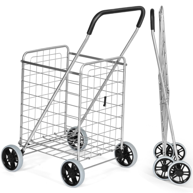  Carrito de compras extra grande, carrito de acero de lujo con  ruedas, versatilidad ligera : Productos de Oficina