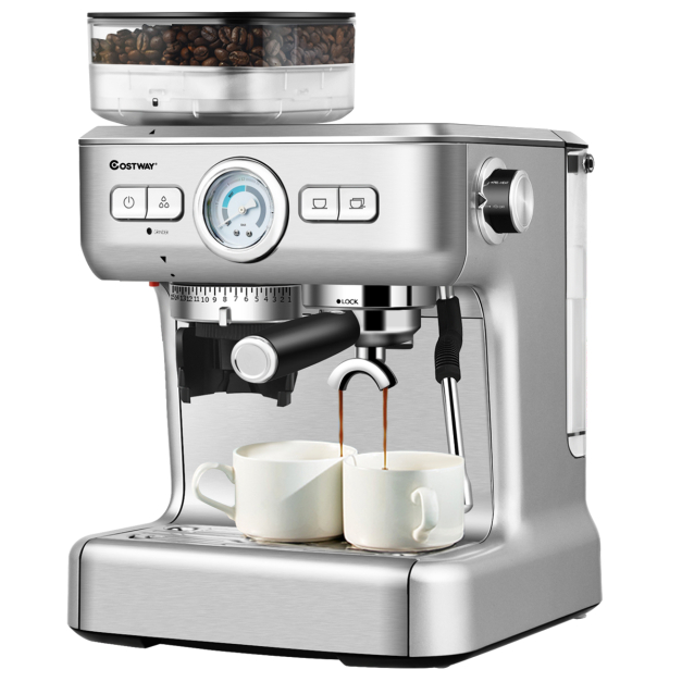  Máquina de café totalmente automática, cafetera de un solo  toque, acero inoxidable, 206 plata : Hogar y Cocina