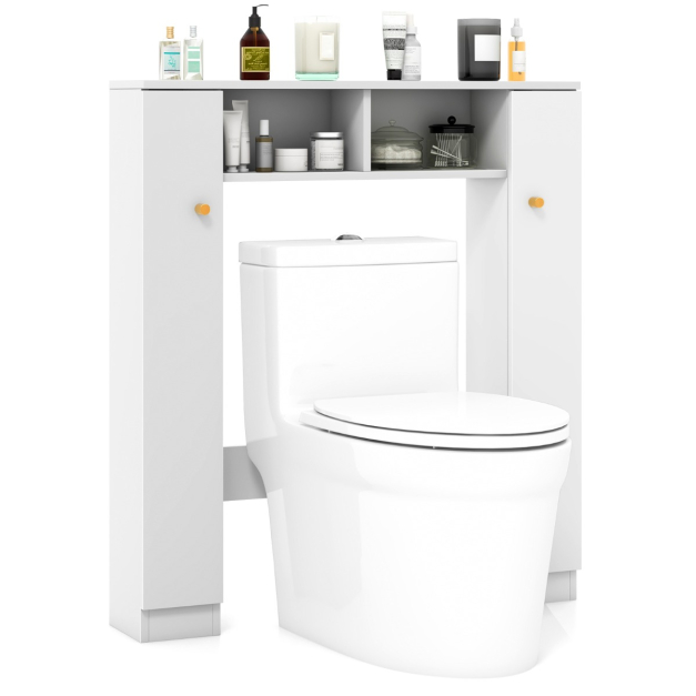 Mueble para baño Auxiliar sobre Inodoro o Lavadora 2 Puertas y 2 Estantes  Blanco