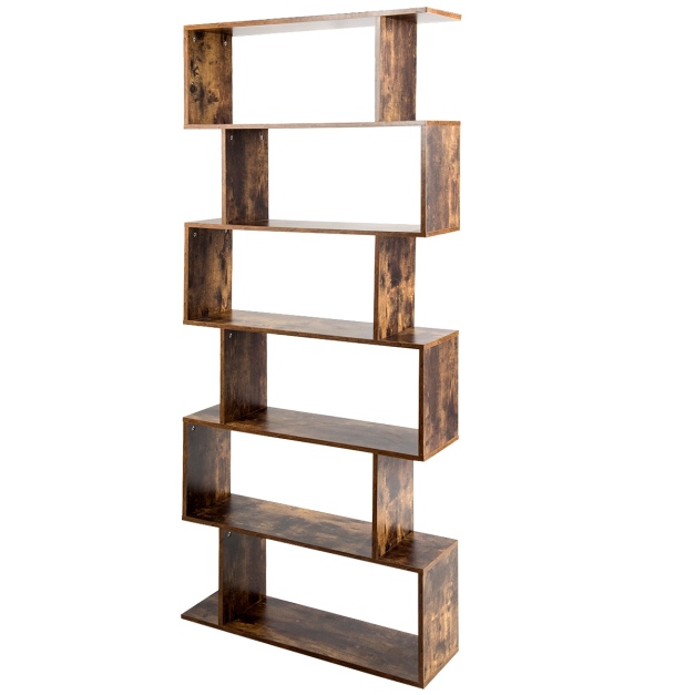 Estantería de madera de 6 niveles, estante alto para libros, moderno,  giratorio de 360°, estantes de pie con estantería de diseño abierto para el