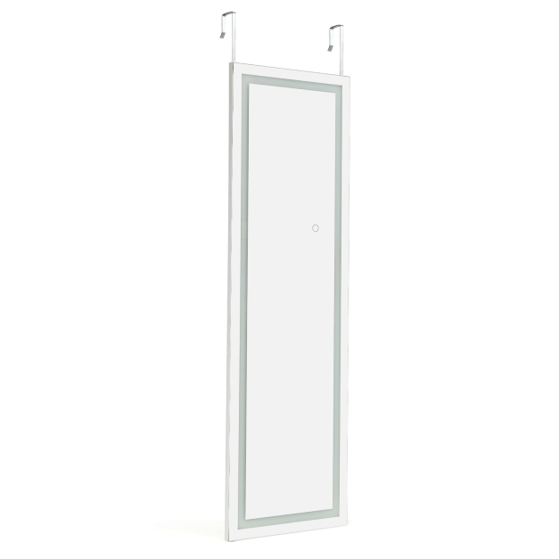 Espejo de Cuerpo Entero para Puerta con Luces LED Coloreadas y Regulables  Montada a la Pared o a la Puerta Blanco 37 x 2 x 120 cm - Costway