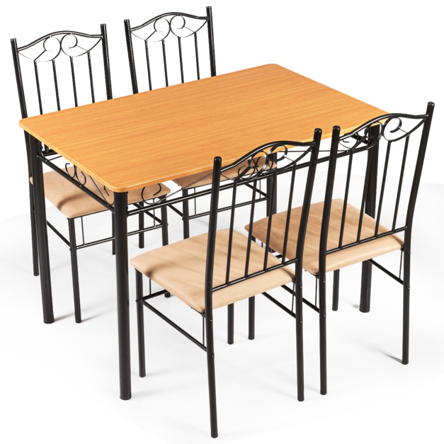 Conjunto de mesa plegable con cuatro sillas para comedor fabricado