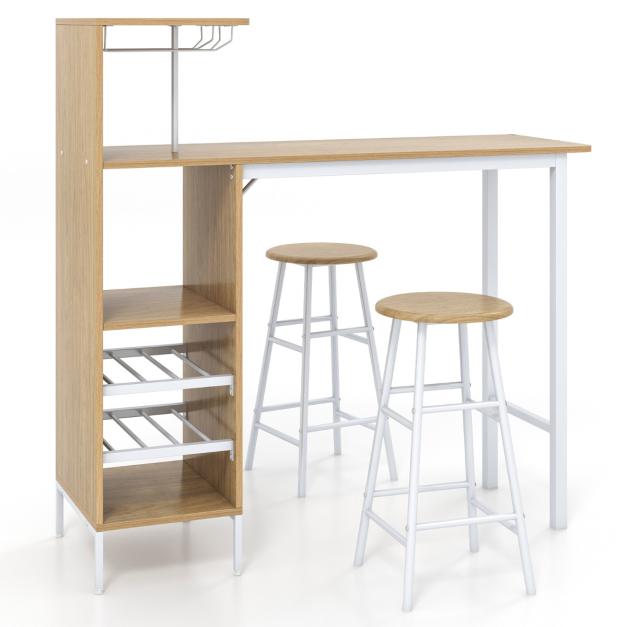  Juego de 5 muebles de mesa de cocina con 4 sillas, mesa de  comedor y taburetes de bar (tela beige) : Hogar y Cocina