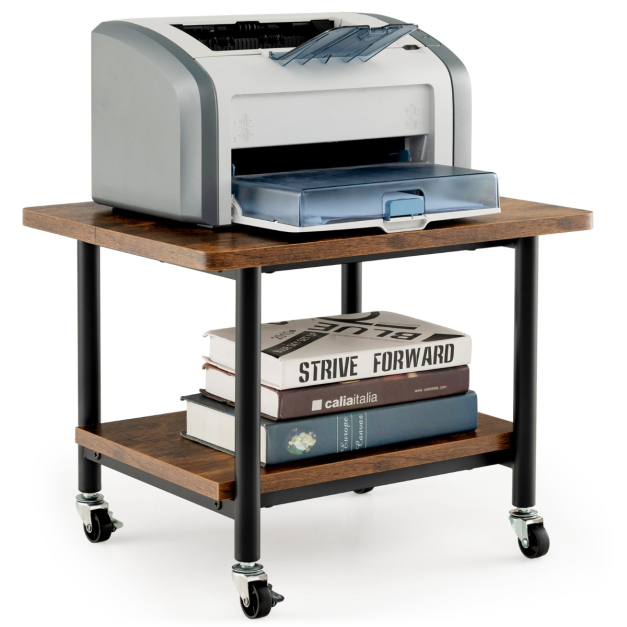  Soporte de impresora móvil para impresora con almacenamiento  debajo del escritorio, mesa de impresora rodante blanca, carrito de trabajo  con ruedas para soporte de escritorio de oficina en casa (tamaño 