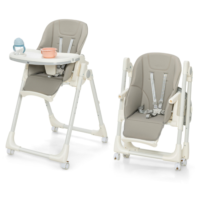 Trona plegable portátil con rodillos para bebé, silla de comedor para  niños, silla de alimentación - AliExpress